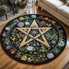 Ethereal Pentacle Round Mat Rug - washable non-slip printed rug