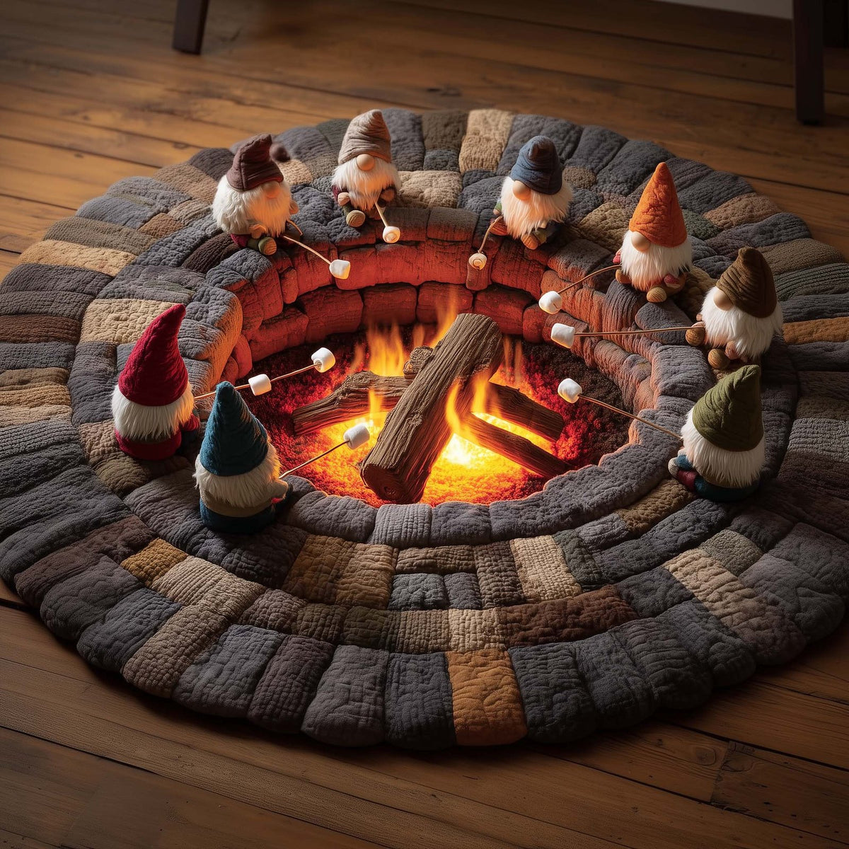 Ever Ember Round Mat Rug - washable non-slip printed rug