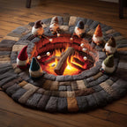 Ever Ember Round Mat Rug - washable non-slip printed rug