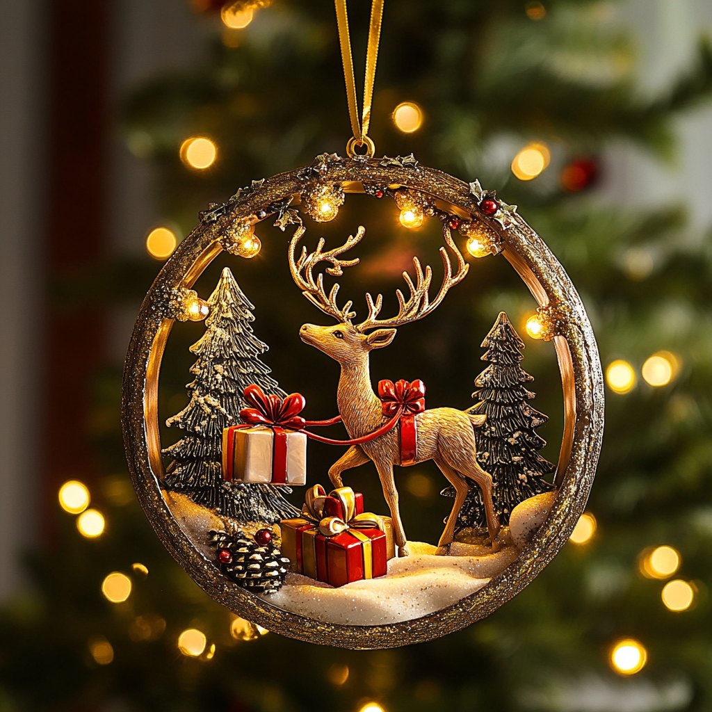 Snowy Cardinal Dreams Christmas Ornament