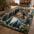 Evergreen Cabin Path area rug in a living room