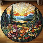 Evergreen Dreams Round Mat Rug - washable non-slip printed rug