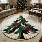 Evergreen Elegance Round Mat Rug - Nature Design | Nature Round Rug - washable non-slip printed rug