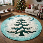 Evergreen Elegance Round Mat Rug - Nature Design | Nature Round Living Room Rug - washable non-slip printed rug