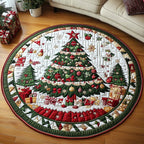 Evergreen Festivity Round Mat Rug - washable non-slip printed rug