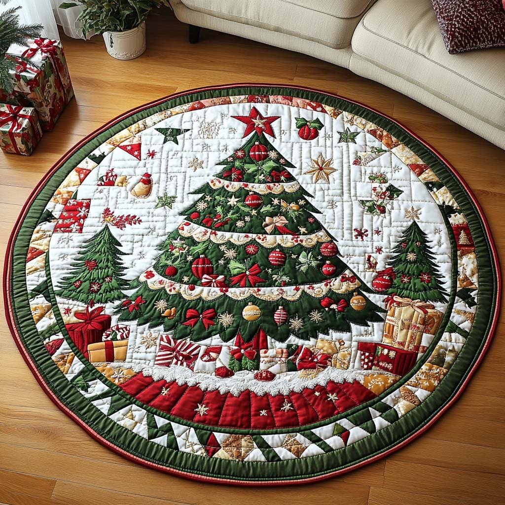 Evergreen Festivity Round Mat Rug - Nature Design | Serene Home Decor