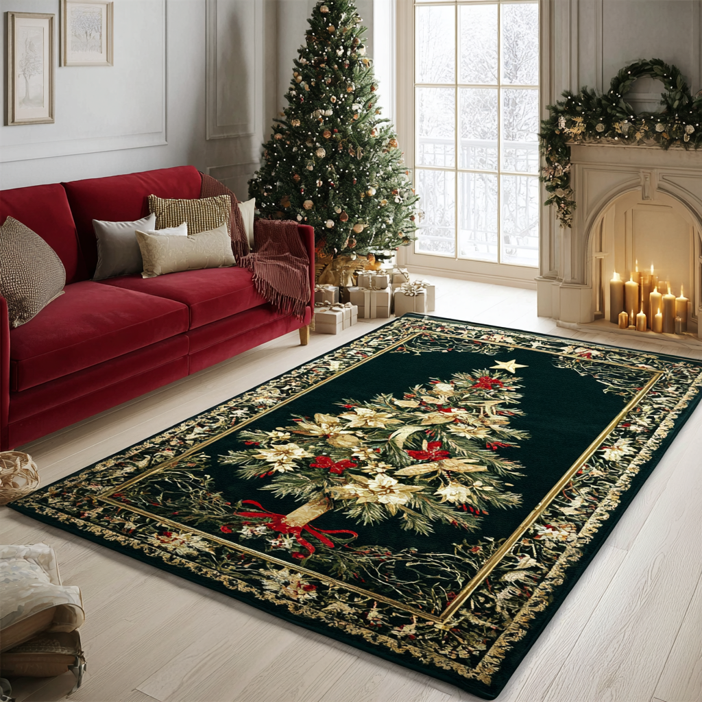 Evergreen Star area rug in a living room