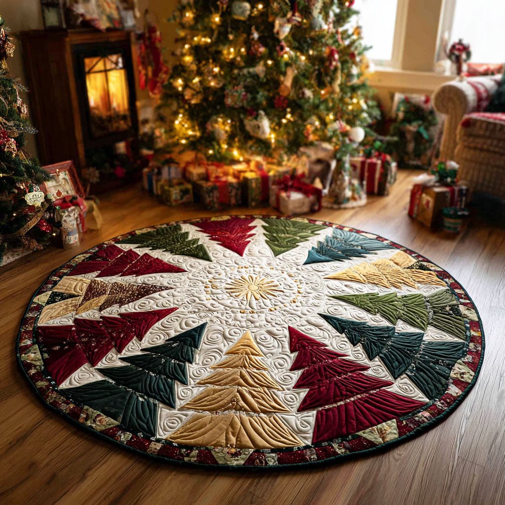 Evergreen Star Round Mat Rug - washable non-slip printed rug