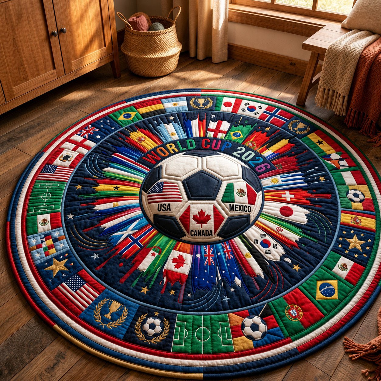 FIFA World Cup 2026 Round Mat Rug - Nature Design | Serene Home Decor