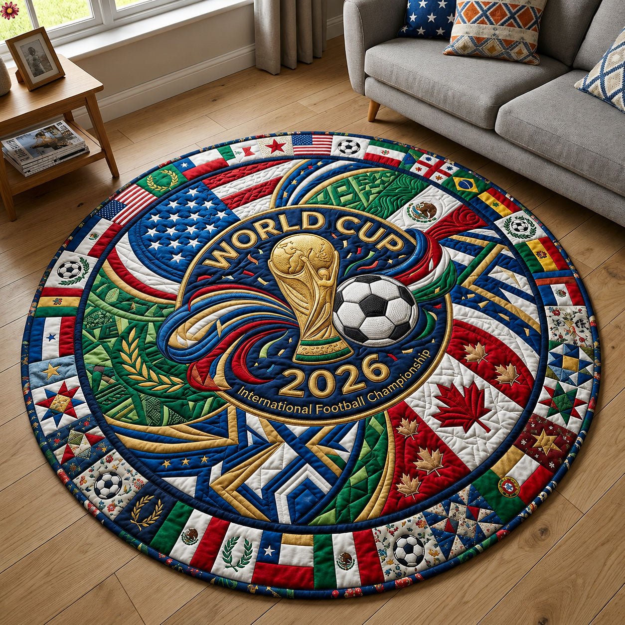 FIFA World Cup Trophy Round Mat Rug - Nature Design | Serene Home Decor