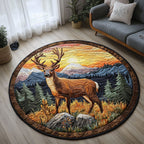 Fading Light Deer Round Mat Rug - washable non-slip printed rug