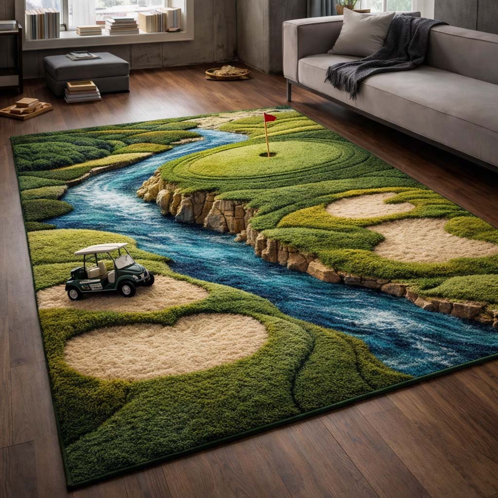 Fairway Golf area rug in a living room