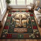 Faith Outdoors area rug in a living room