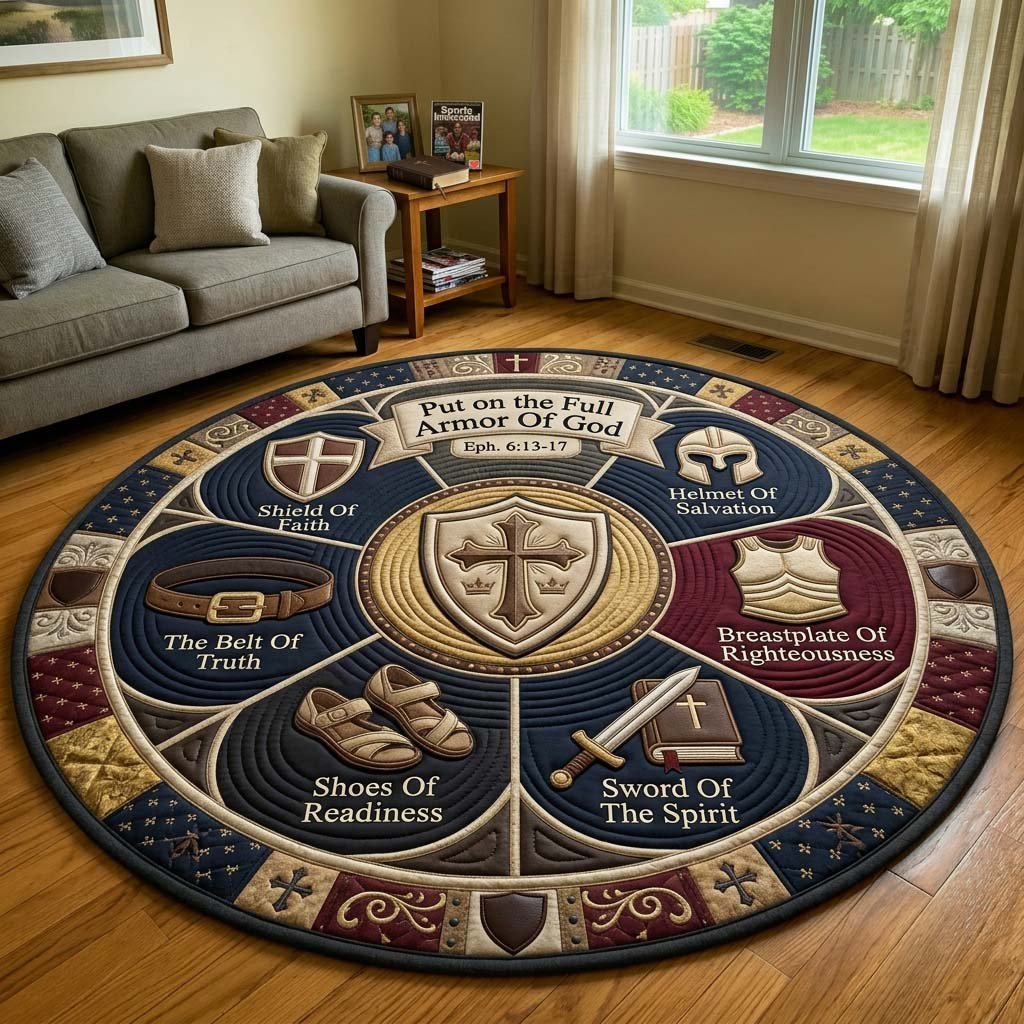 Faithful Armor Circle Qulited Round Mat Round Mat Rug - washable non-slip printed rug