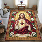 Faithful Savior area rug in a living room