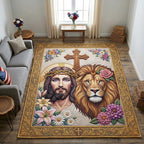 Faithful Savior area rug in a living room