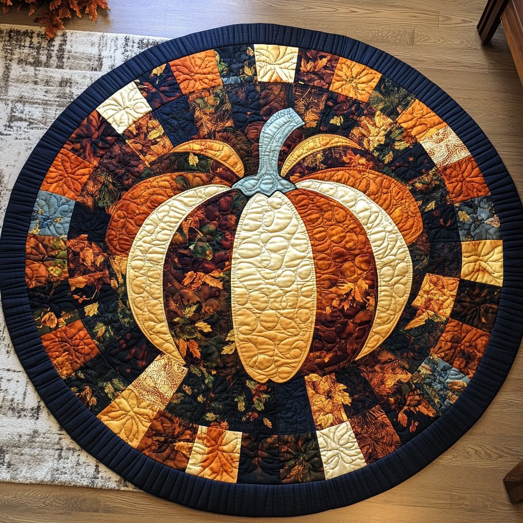 Fall Aura Round Mat Rug - washable non-slip printed rug