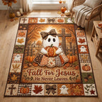 Fall For Jesus area rug in a living room