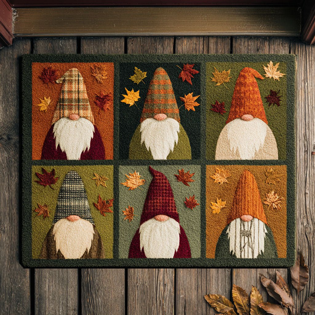 Fall Gnome Patch Doormat - Seasonal Holiday Design | Printed Welcome Doormat