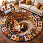Fall Gnome Round Mat Rug - Nature Design | Serene Home Decor - washable non-slip printed rug