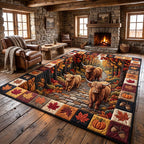 Fall Highland Cow area rug in a living room