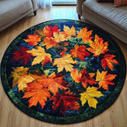 Fall Whispers Round Mat Rug - washable non-slip printed rug