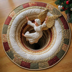 Fallen Christmas Angel Round Mat Rug - Nature Design | Serene Home Decor