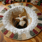Fallen Christmas Angel Round Mat Rug - washable non-slip printed rug