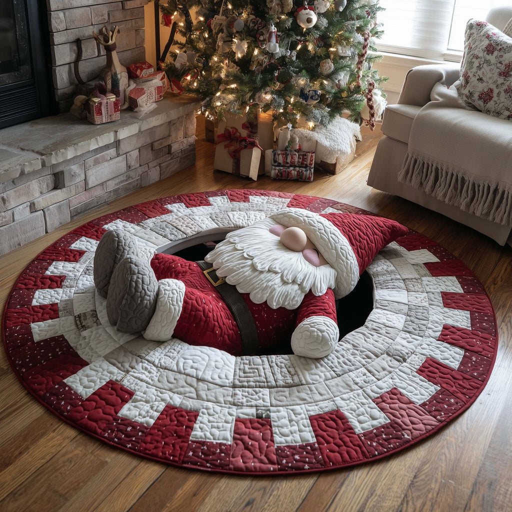 Fallen Christmas Gnomes Round Mat Rug - Nature Design | Serene Home Decor