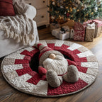 Fallen Christmas Gnomes Round Mat Rug - Nature Design | Serene Home Decor