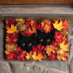 Fallen Leaves Cat Doormat - Cute Animal Design | Printed Welcome Doormat