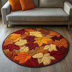 Falling Leaves Round Mat Rug - washable non-slip printed rug