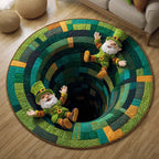 Falling Leprechauns Round Mat Rug - washable non-slip printed rug