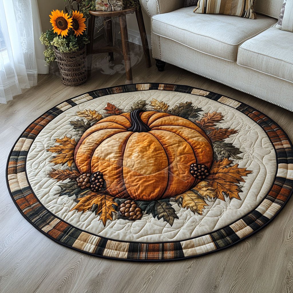 Falls Pumpkin Glow Halloween Round Mat Rug - washable non-slip printed rug