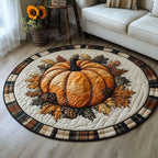 Falls Pumpkin Glow Halloween Round Mat Rug - washable non-slip printed rug