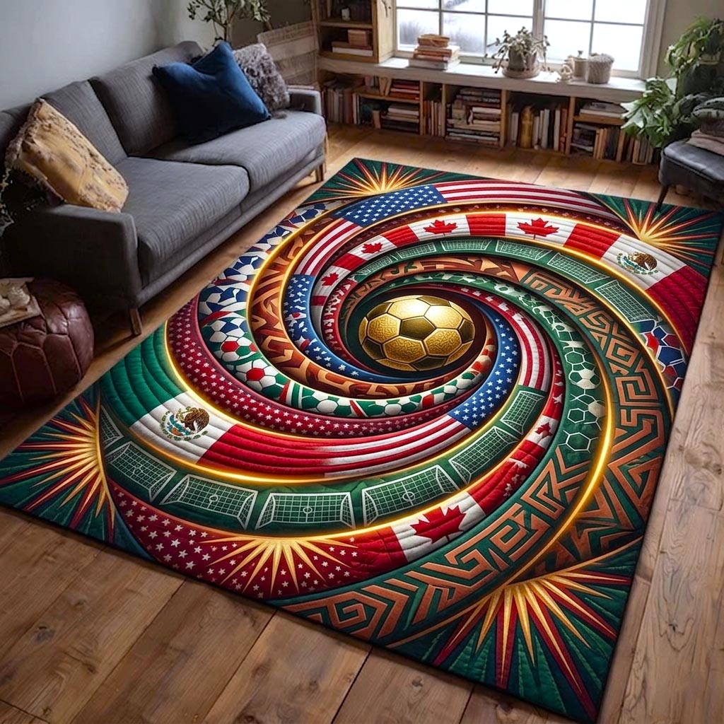 Fan Pride area rug in a living room