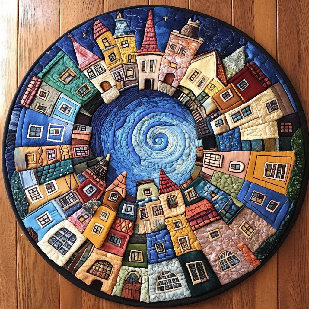 Fantasy Hamlet Round Mat Rug - washable non-slip printed rug