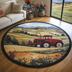 Farm Life Round Mat Rug - washable non-slip printed rug