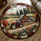 Farm Mechanic Round Mat Rug - washable non-slip printed rug