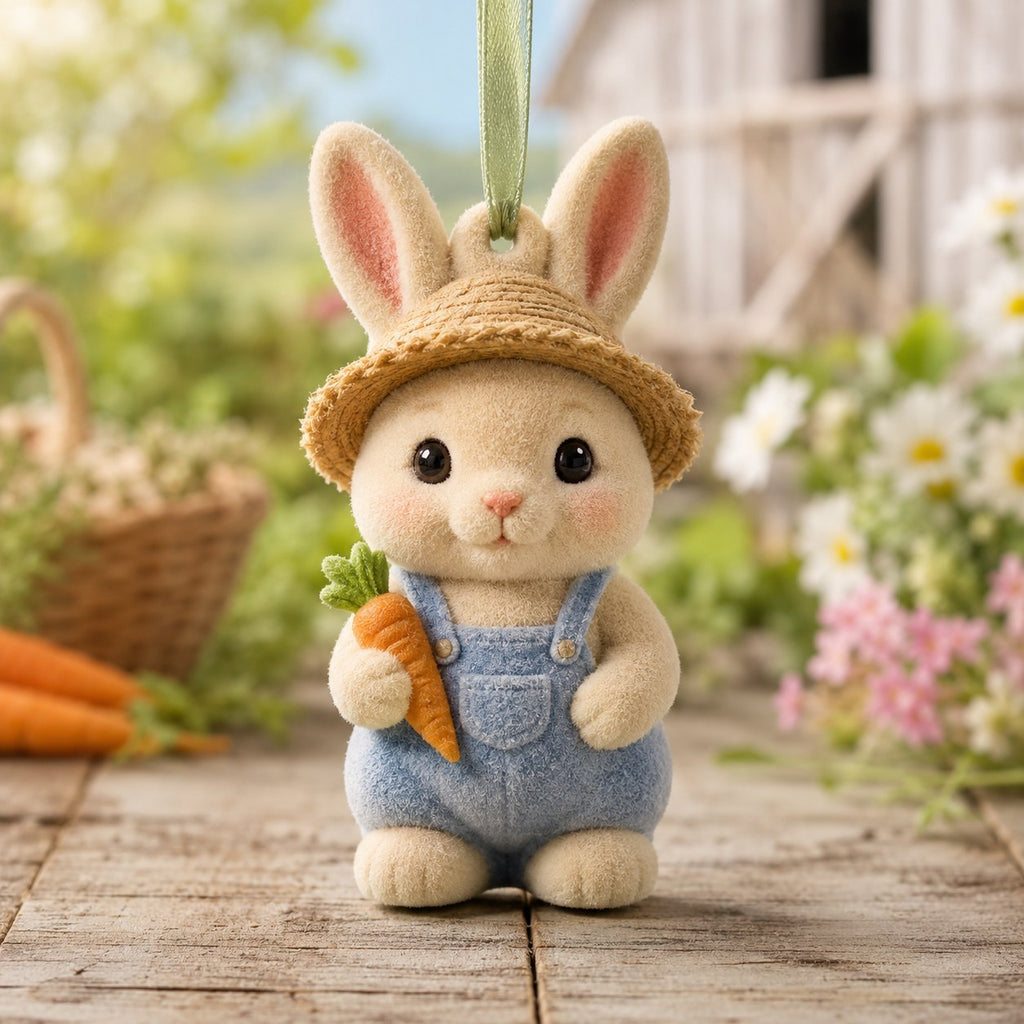 Farmer Bunny Christmas Ornament