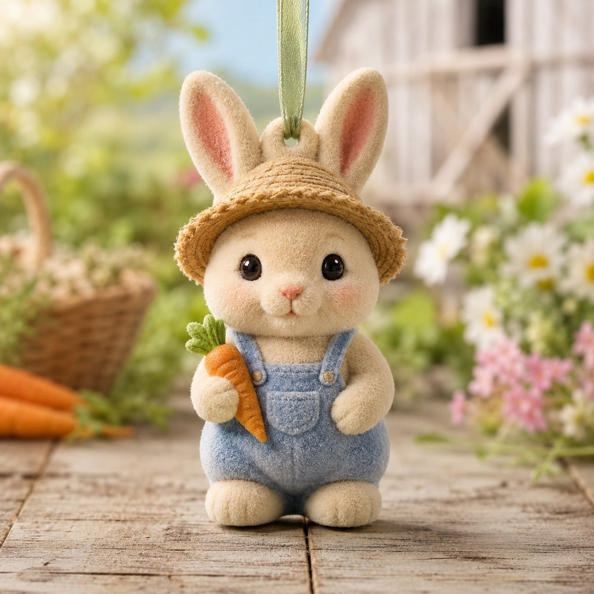 Farmer Bunny Christmas Ornament