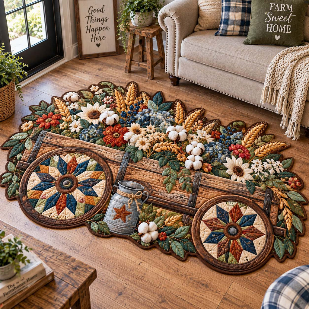 Farmhouse Harvest Custom Shape Area Rug - Farmhouse Design | Shaped Rug - washable non-slip printed rug