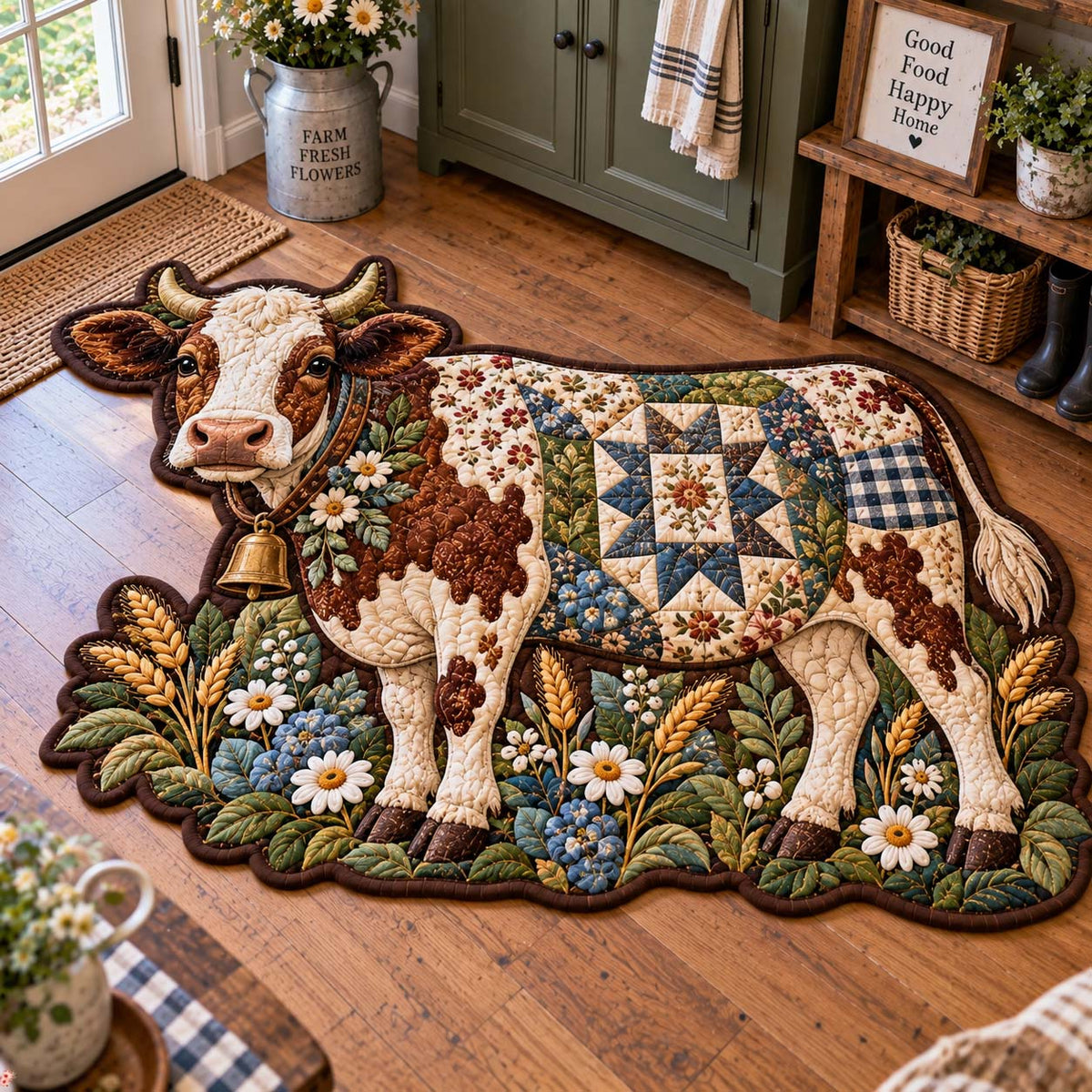 Farmhouse Harvest Custom Shape Area Rug - Farmhouse Design | Novelty Rug - washable non-slip printed rug
