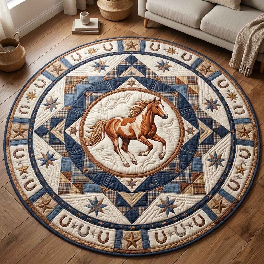 Farmhouse Horse Round Mat Rug - Cute Pet Design | Animal Printed Home Decor