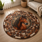 Farmhouse Horse Round Mat Rug - Cute Pet Design | Animal Printed Home Decor