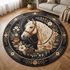 Farmhouse Horse Round Mat Rug - Cute Pet Design | Animal Printed Home Decor