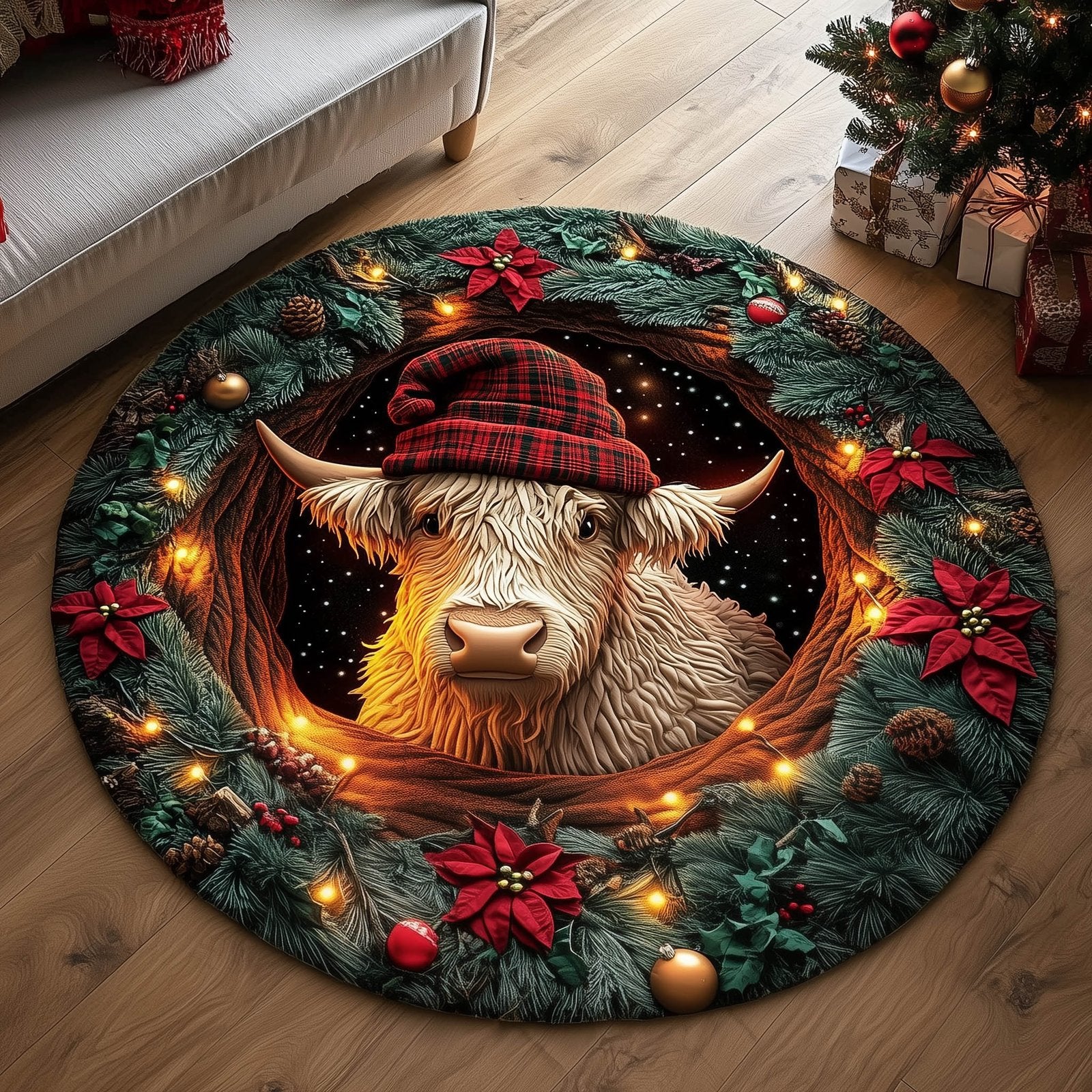Farmstead Cow Round Mat Rug - Nature Design | Serene Home Decor
