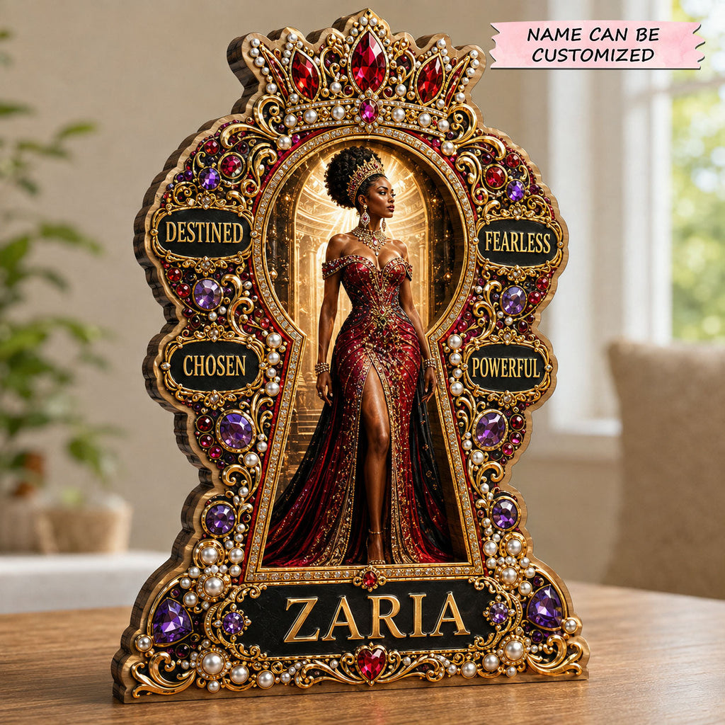 Fearless Black Queen wooden block, laser-cut 3-layer wood