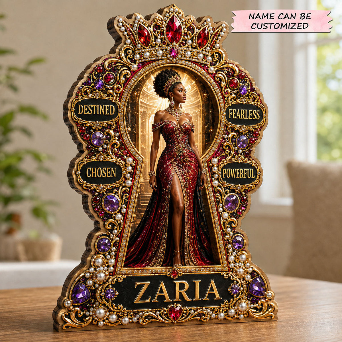 Fearless Black Queen wooden block, laser-cut 3-layer wood