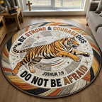 Fearless Tiger Round Mat Rug - washable non-slip printed rug